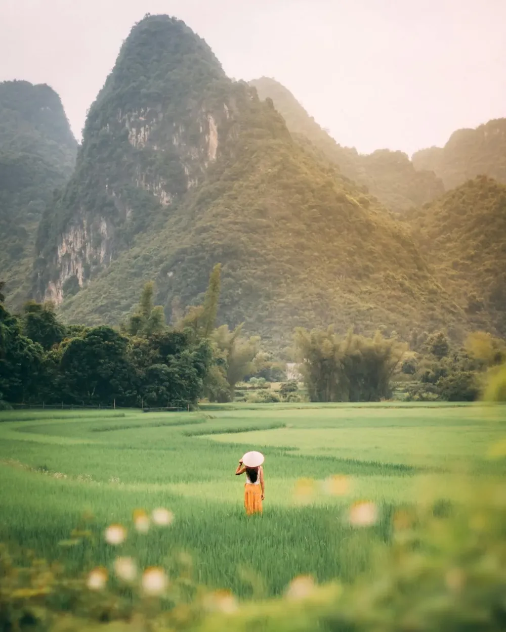 Person standing in a vast open landscape